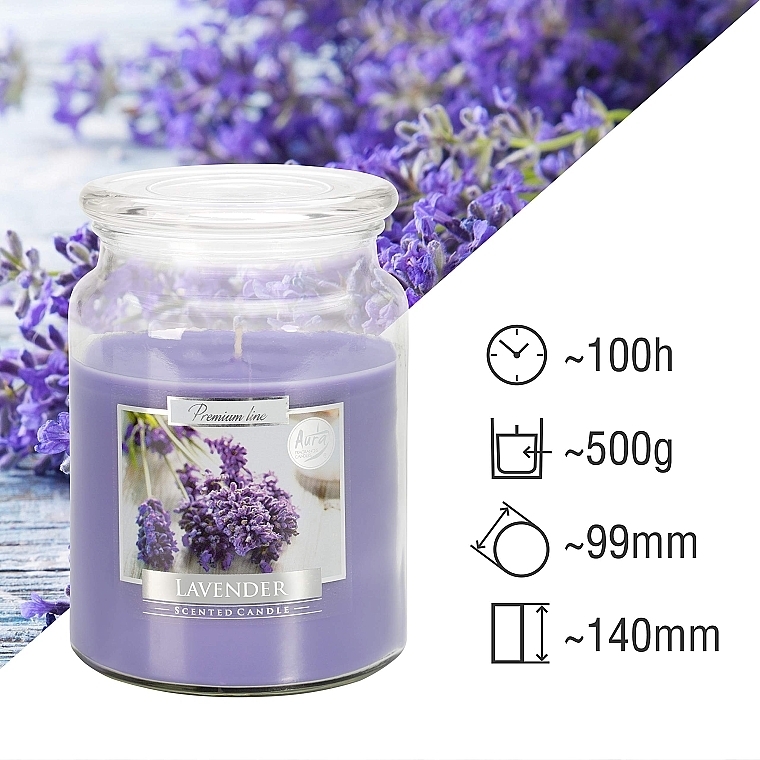 Premium-Duftkerze im Glas Lavendel - Bispol Premium Line Aura Scented Candle Lavender  — Bild N3