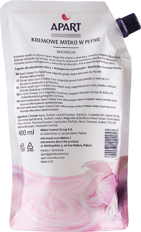 Flüssige Cremeseife Magnolia - Apart Natural Creamy Care Magnolia + Prebiotyc (Doypack)  — Bild N2