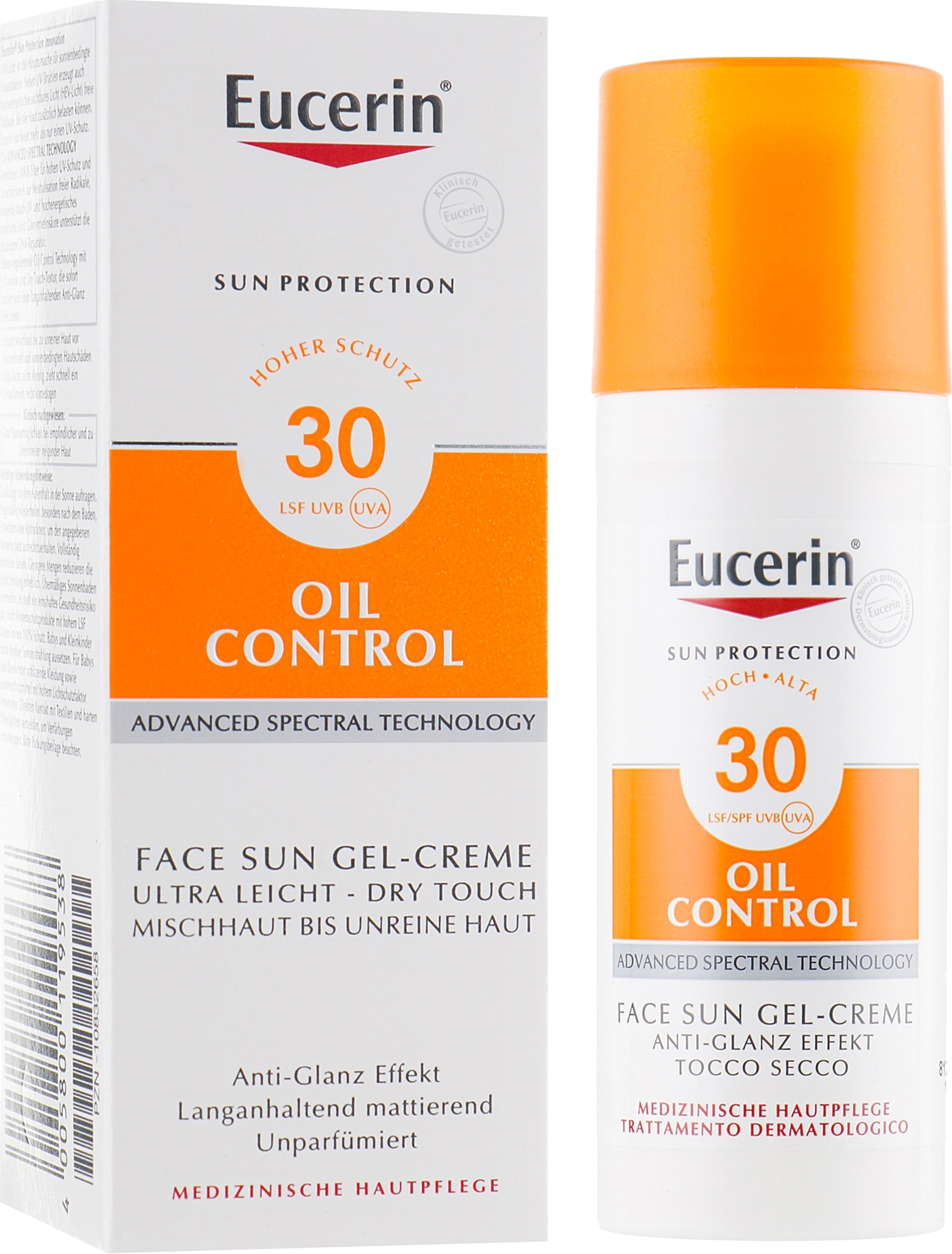 Sonnenschützende Gesichtsgel-Creme mit Anti-Glanz Effekt für fettige und zu Akne neigende Haut SPF 30 - Eucerin Sun Gel-Cream Oil Control SPF30 — Bild 50 ml