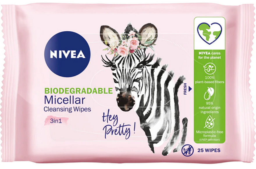 Biologisch abbaubare Mizellen-Reinigungstücher zum Abschminken 25 St. - Nivea Biodegradable Micellar Cleansing Wipes 3 In 1 — Bild N1