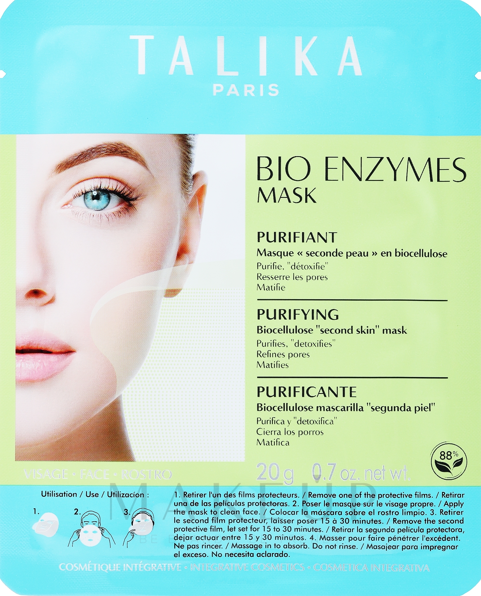 Reinigende und porenstraffende Tuchmaske mit Zimt, Arnika und Argan-Nuss - Talika Bio Enzymes Purifying Mask — Bild 20 g
