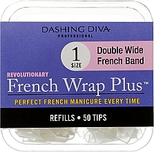 Nageltips French Wrap - Dashing Diva French Wrap Plus Double Wide White 50 Tips Size 1 — Bild N1