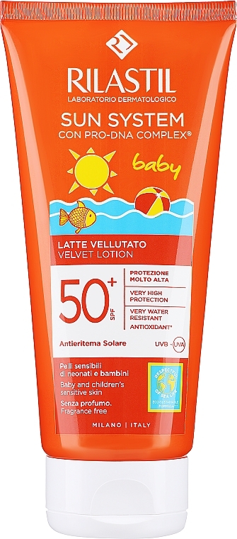 Samtige Sonnenschutz-Körperlotion mit SPF 50+ für Kinder - Rilastil Sun System Velvet Lotion SPF50+ Baby  — Bild N1