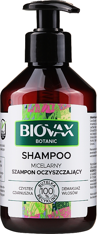 Reinigendes Mizellenshampoo mit Zistrose und Schwarzkümmel - Biovax Botanic Rockrose & Black Cumin Hair Shampoo — Bild N1