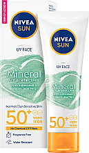 Düfte, Parfümerie und Kosmetik Feuchtigkeitsspendende Sonnenschutzcreme für das Gesicht mit Aloe Vera und Antioxidanten SPF 50+ - Nivea Sun Face Mineral Creme SPF 50+