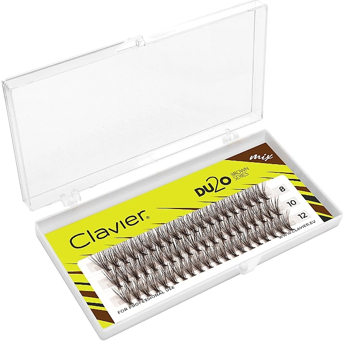 Künstliche Wimpern braun 8, 10, 12 mm C-Kurve 20D - Clavier Du2o Brown Mix  — Bild N2