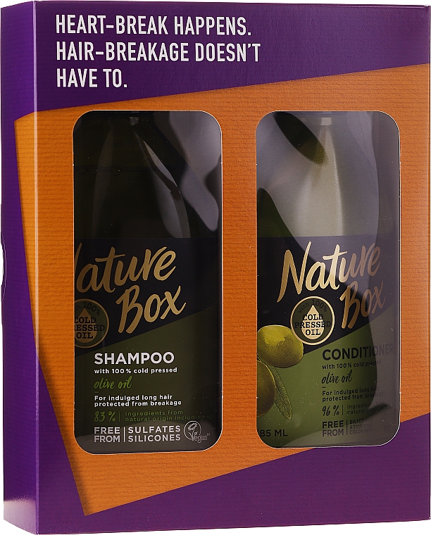 Haarpflegeset - Nature Box Olive Oil Set (Shampoo 385ml + Conditioner 385ml) — Bild N1