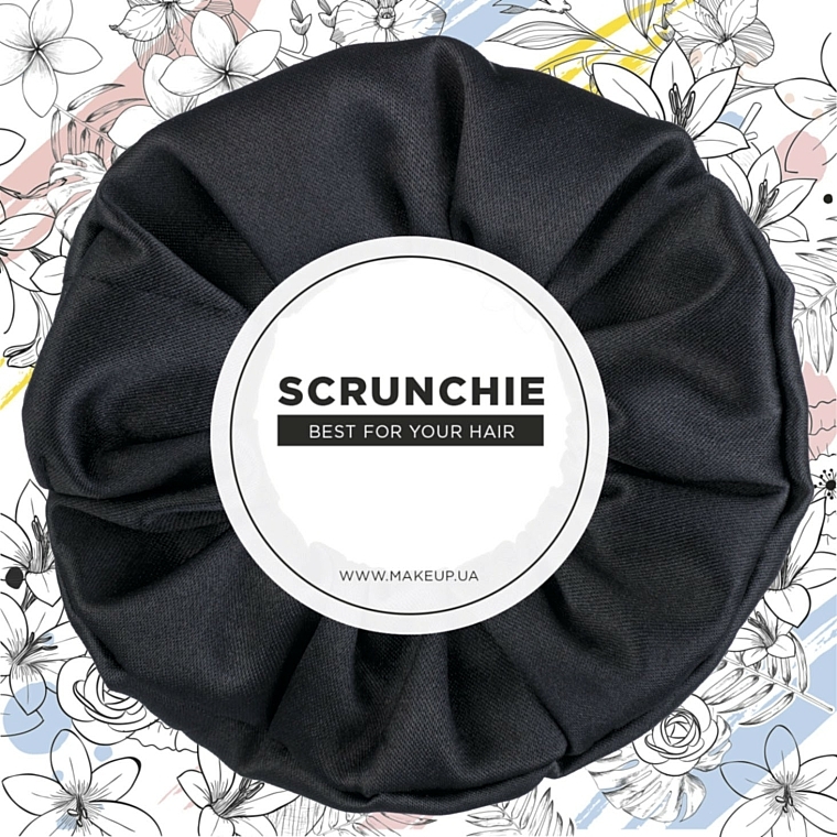 Scrunchie-Haargummi Satin Classic schwarz - MakeUp Hair Accessories