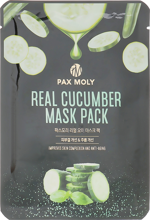 Tuchmaske für das Gesicht mit Gurkenextrakt - Pax Moly Real Cucumber Mask Pack — Bild N1
