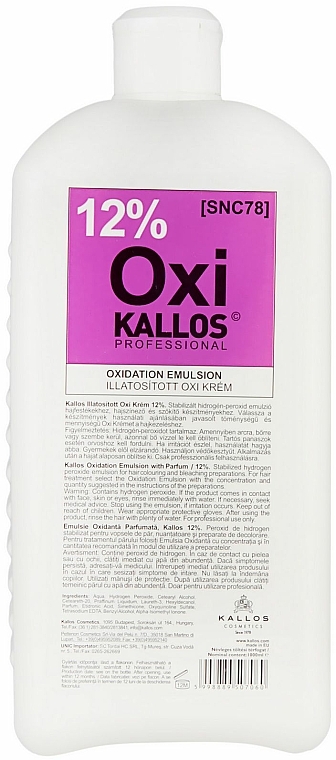 Oxidationsmittel 12% - Kallos Cosmetics OXI Oxidation Emulsion With Parfum