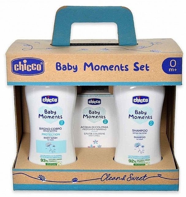 Chicco Baby Moments Set Clear & Sweet (Duschgel 200 ml + Shampoo 200 ml + Eau de Cologne 100 g) - Set — Bild N1