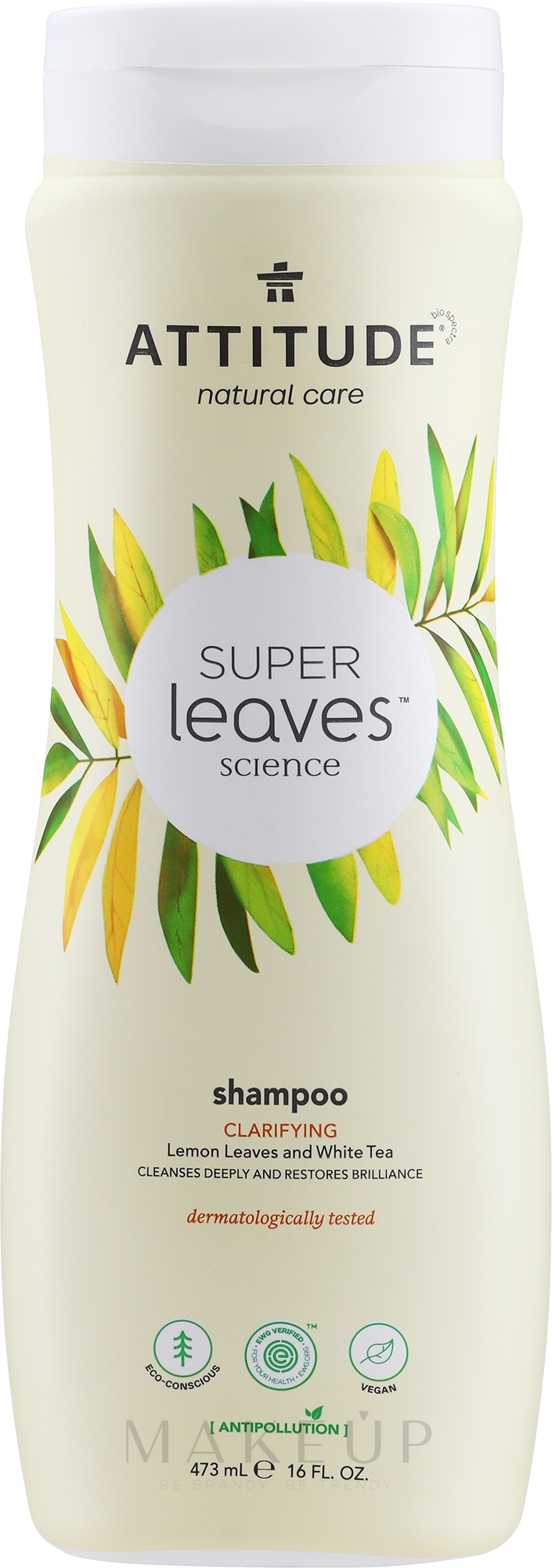 Klärendes Shampoo mit Zitronenblättern und weißem Tee - Attitude Super Leaves Shampoo Clarifying Lemon Leaves And White Tea — Bild 473 ml