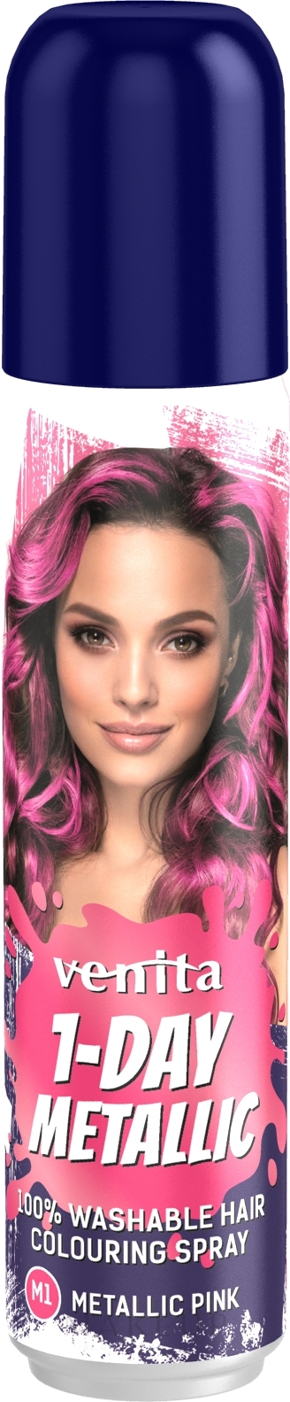 Farbiges Haarspray auswaschbar - Venita 1-Day Color Metallic Spray — Bild M1 - Pink