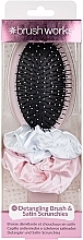 Düfte, Parfümerie und Kosmetik Haarset - Brushworks Detangling Brush & Satin Scrunchies (Haarband 2 St. + Haarbürste) 