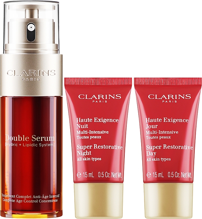 Set - Clarins Double Serum & Super Restorative (ser/50ml + cr/2x15ml) — Bild N2