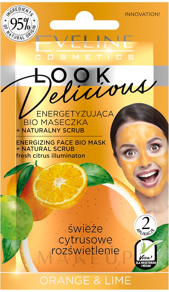 Energitisierende Peelingmaske für das Gesicht mit Orange und Limette - Eveline Cosmetics Look Delicious Face Bio Mask — Bild 10 ml