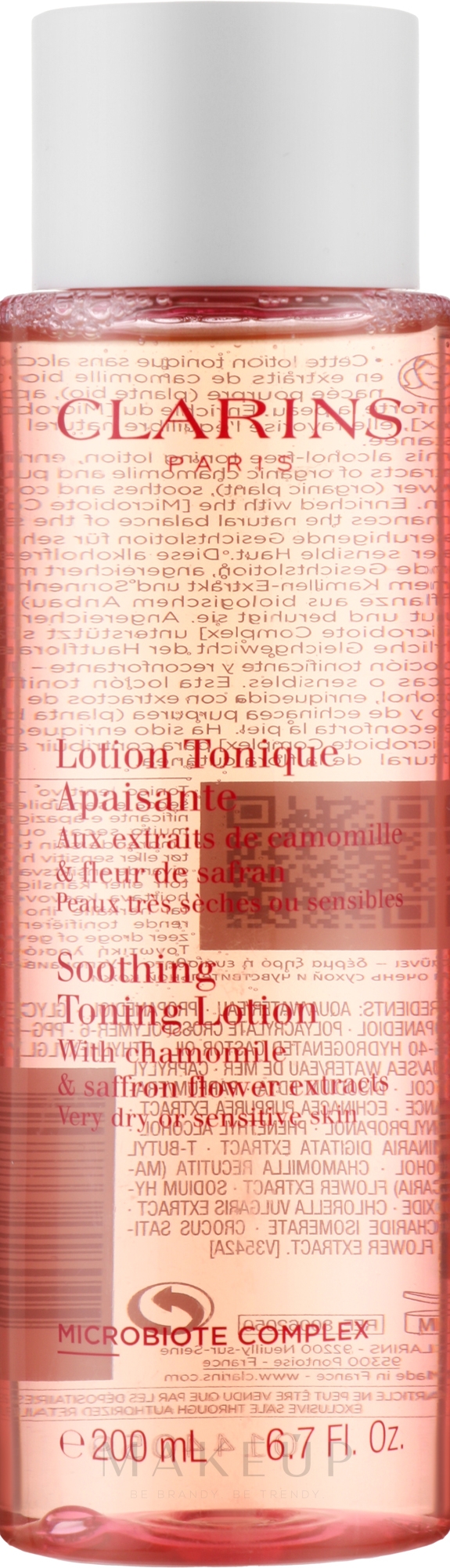 Beruhigende und tonisierende Gesichtslotion mit Kamille und Safranblütenextrakten - Clarins Soothing Toning Lotion — Bild 200 ml