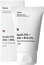 Düfte, Parfümerie und Kosmetik Gesichtsmaske mit Salicylsäure für Problemhaut - Sane Kaolin 5% + AHA + BHA 3% Deeply Cleansing Face Mask