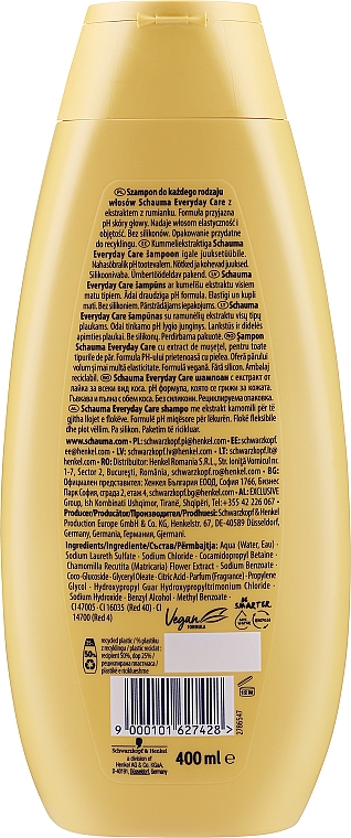 Stärkendes Shampoo mit Kamillenextrakt für täglichen Gebrauch - Schwarzkopf Schauma Every Day Shampoo With Chamomile-Extract — Bild N2