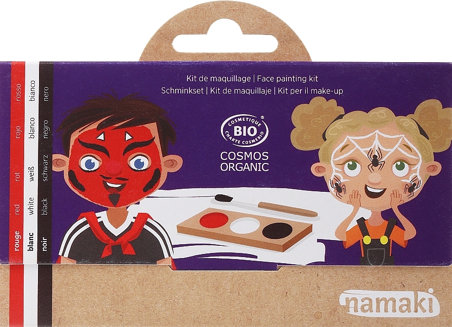 Schminkset für Kinder - Namaki Devil & Spider 3-Color Face Painting Kit (Gesichtsfarbe 7,5g + Pinsel 1 St. + Accessories 2 St.) — Bild N1