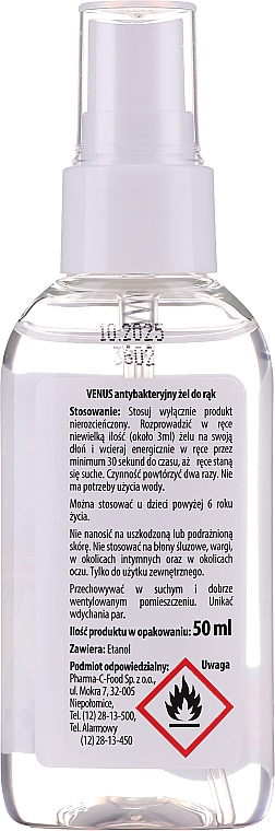 Antibakterielles Handreinigungsgel-Spray - Venus Antibacterial Hand Gel Spray — Foto N2
