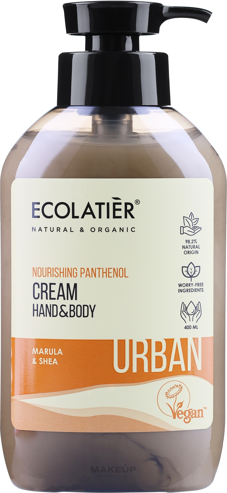 Tief nährende Körper- und Handcreme mit Marula, Kukuinuss und Panthenol - Ecolatier Urban Nourishing Body & Hand Cream — Bild 400 ml