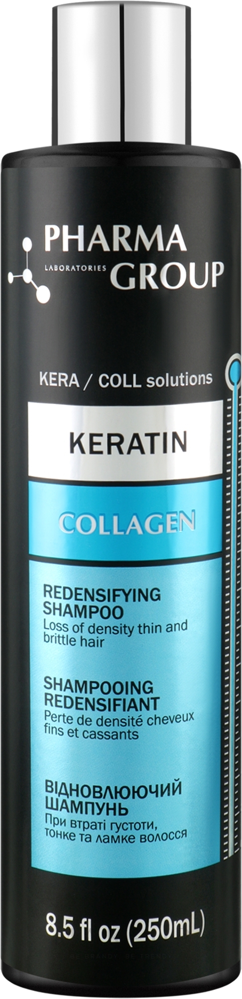 Haarshampoo mit Keratin und Kollagen - Pharma Group Laboratories Keratin + Collagen Redensifying Shampoo — Bild 250 ml