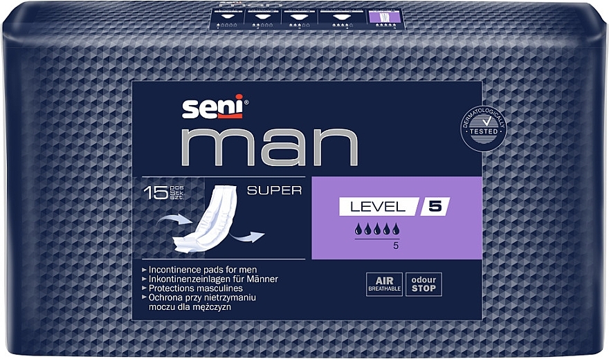 Urologische Einlagen für Männer Seni Man Super Level 5 15 St. - Seni — Bild N2