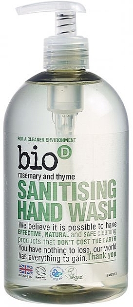 Antibatketrielle Flüssigseife Rosmarin und Thymian - Bio-D Rosemary & Thyme Sanitising Hand Wash — Bild N1