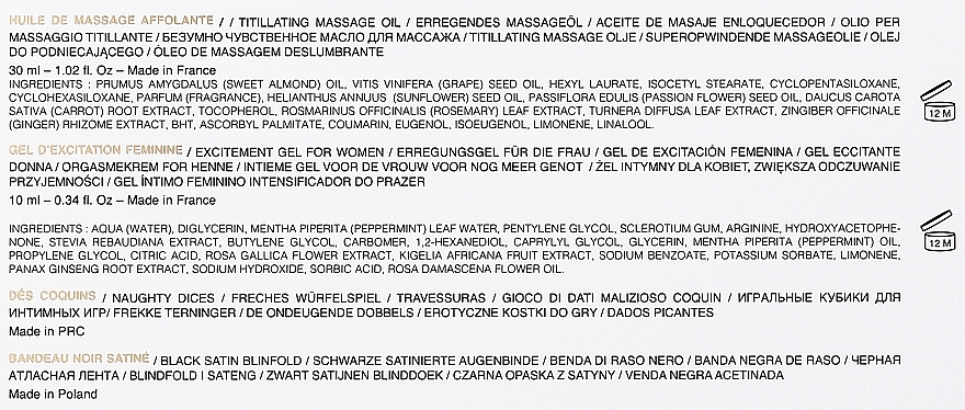 Set für erotische Spiele - YESforLOV Love Box (Erregendes Massageöl 30ml + Körperschrift mit Kirschgeschmack 1 St. + Erregungsgel für die Frau + Hauchzarte Feder 1 St.) — Bild N3