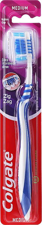 Zahnbürste mittel Zig Zag dunkelblau-weiß - Colgate Zig Zag Plus Medium Toothbrus