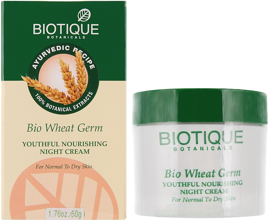 Pflegende und straffende Nachtcreme für Gesicht und Körper mit Weizenkeimen - Biotique Bio Wheat Germ Firming Face & Body Cream