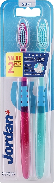Zahnbürste weich Target Teeth & Gums violett, grün 2 St. - Jordan Target Teeth & Gums Soft Toothbrush  — Bild N5