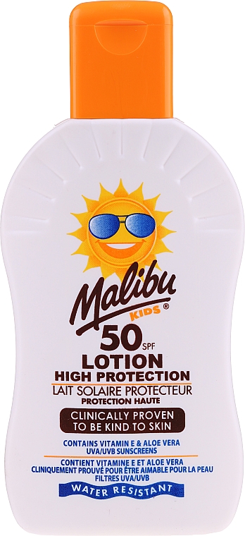 Wasserfeste Sonnenschutzlotion für Kinder SPF 50 - Malibu Sun Kids Lotion SPF50 — Bild N1