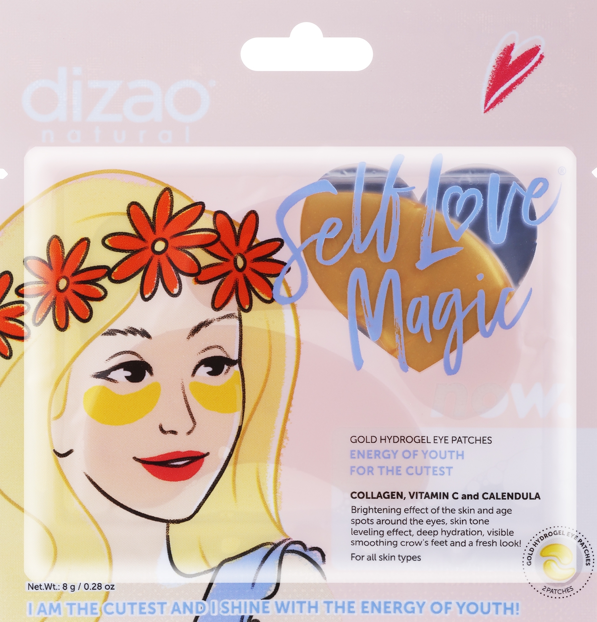 Hydrogel-Augenpatches mit Kollagen, Vitamin C und Calendula - Dizao Self Love Magic — Bild 8 g