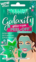 Düfte, Parfümerie und Kosmetik Feuchtigkeitsspendende Peel-Off-Maske für das Gesicht mit grünem Tee, Aloe Vera und D-Panthenol - Eveline Cosmetics Galaxity Glitter Mask Peel-off