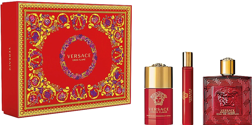Versace Eros Flame - Duftset (Eau de Parfum 100ml + Eau de Parfum 10ml + Deostick 75ml) — Bild N1