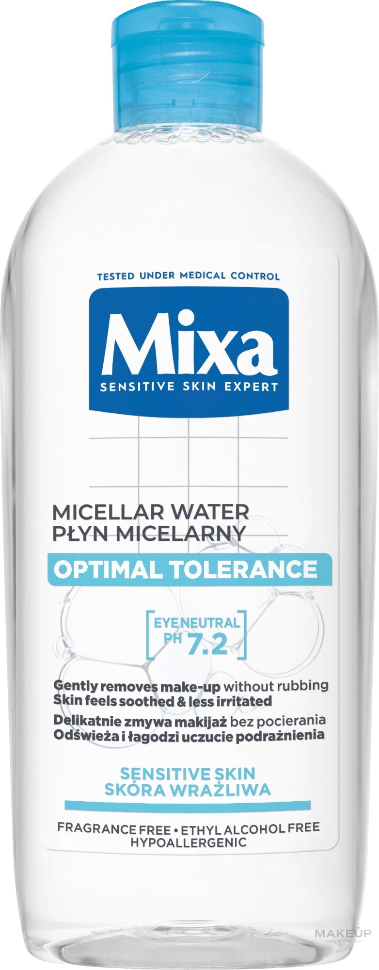 Beruhigendes Mizellenwasser für trockene und reaktive Haut - Mixa Optimal Tolerance Micellar Water — Bild 400 ml