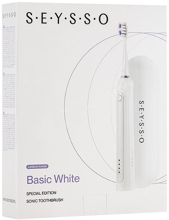 Schallzahnbürste mit Reiseetui weiß - SEYSSO Carbon Basic White Sonic Toothbrush Special Edition — Bild N1