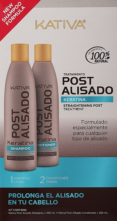Haarpflegeset - Kativa Straightening Post Treatment Keratin (Shampoo 250ml + Conditioner 250ml)