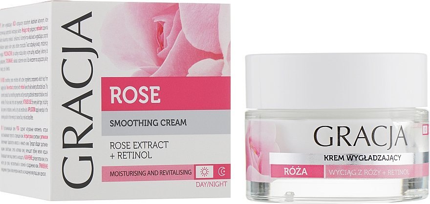 GESCHENK! Glättende Gesichtscreme mit Rosenextrakt und Retinol für Tag und Nacht - Gracja Rose Face Cream — Bild N1