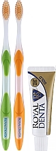 Düfte, Parfümerie und Kosmetik Zahnpflegeset Variante 2 - Royal Denta Gold (Zahnbürste 2 St. + Zahnpasta 20g + Kosmetiktasche 1 St.)