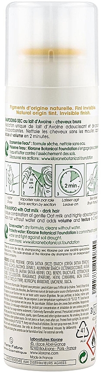 Trockenshampoo mit Hafermilch für dunkles Haar - Klorane Avoine Dry Shampoo With Oat Milk Dark Hair — Bild N2