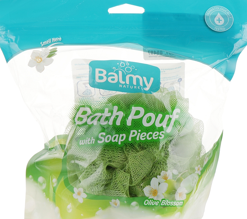 Badeschwamm mit Seifenstücken mit Olivenextrakt - Balmy Naturel Bath Pouf With Soap Pieces — Bild N1