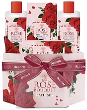 Körperpflegeset Rosenstrauß - Aurora Rose Bouquet Set (Duschgel 200ml + Shampoo 200ml + Seife 100g + Badesalz 100g) — Bild N1
