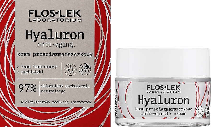 Tagescreme gegen Falten mit Hyaluronsäure und Präbiotika - Floslek Hyaluron Anti-Wrinkle Cream — Bild N1