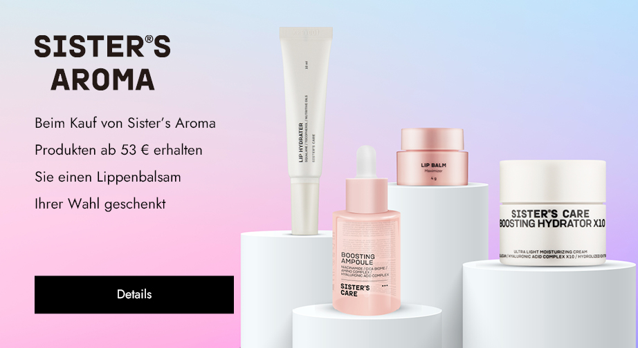 Beim Kauf von Sister's Aroma Produkten ab 53 € erhalten Sie einen Lippenbalsam Ihrer Wahl geschenkt
