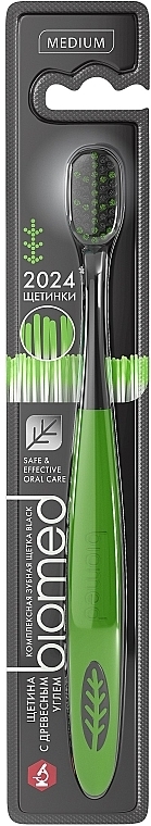 Zahnbürste mit Aktivkohle mittel Complete Care grün - Biomed Black Medium