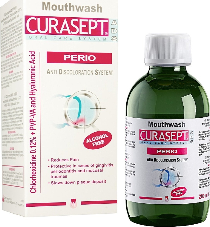 Mundwasser mit 0,12 % Chlorhexidin und Hyaluronsäure - Curaprox Curasept ADS Perio — Bild N1