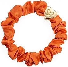 Haargummi aus Seide goldenes Herz orange - By Eloise London Gold Heart Silk Scrunchie Orange Peel — Bild N2